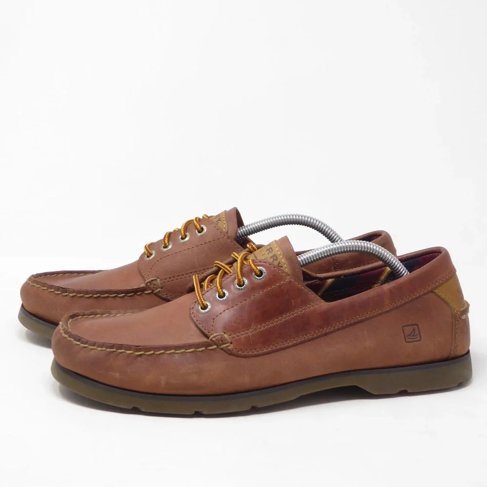 Sperry Mens 4 Eye Boat Shoes Brown Leather Lace Up 11.5M 0538707